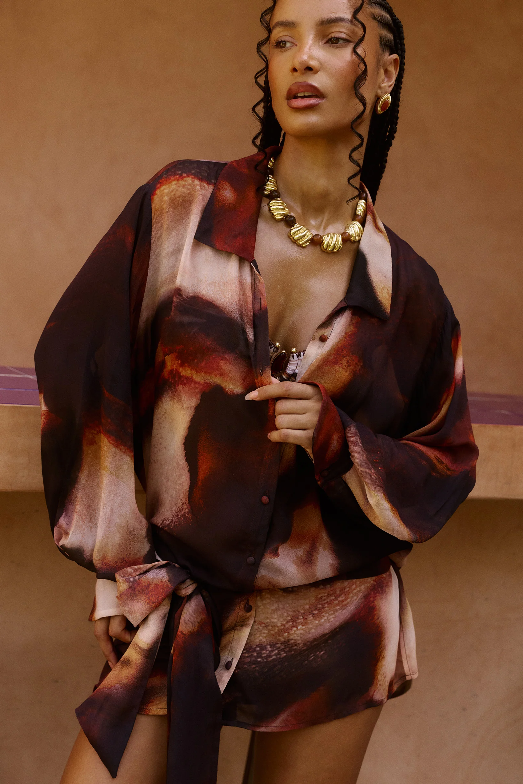 Melia Shirt Dress in Sarabi - Image 4