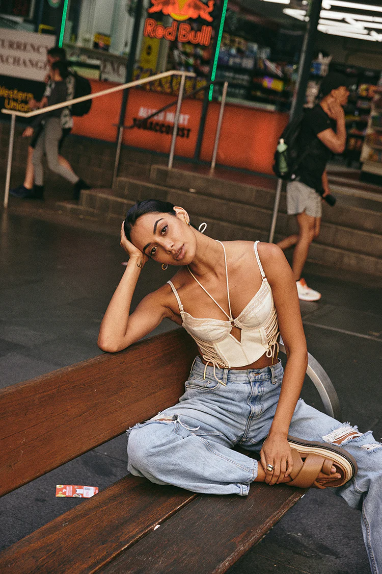 Mila Longline Bra in Pearl - Image 4