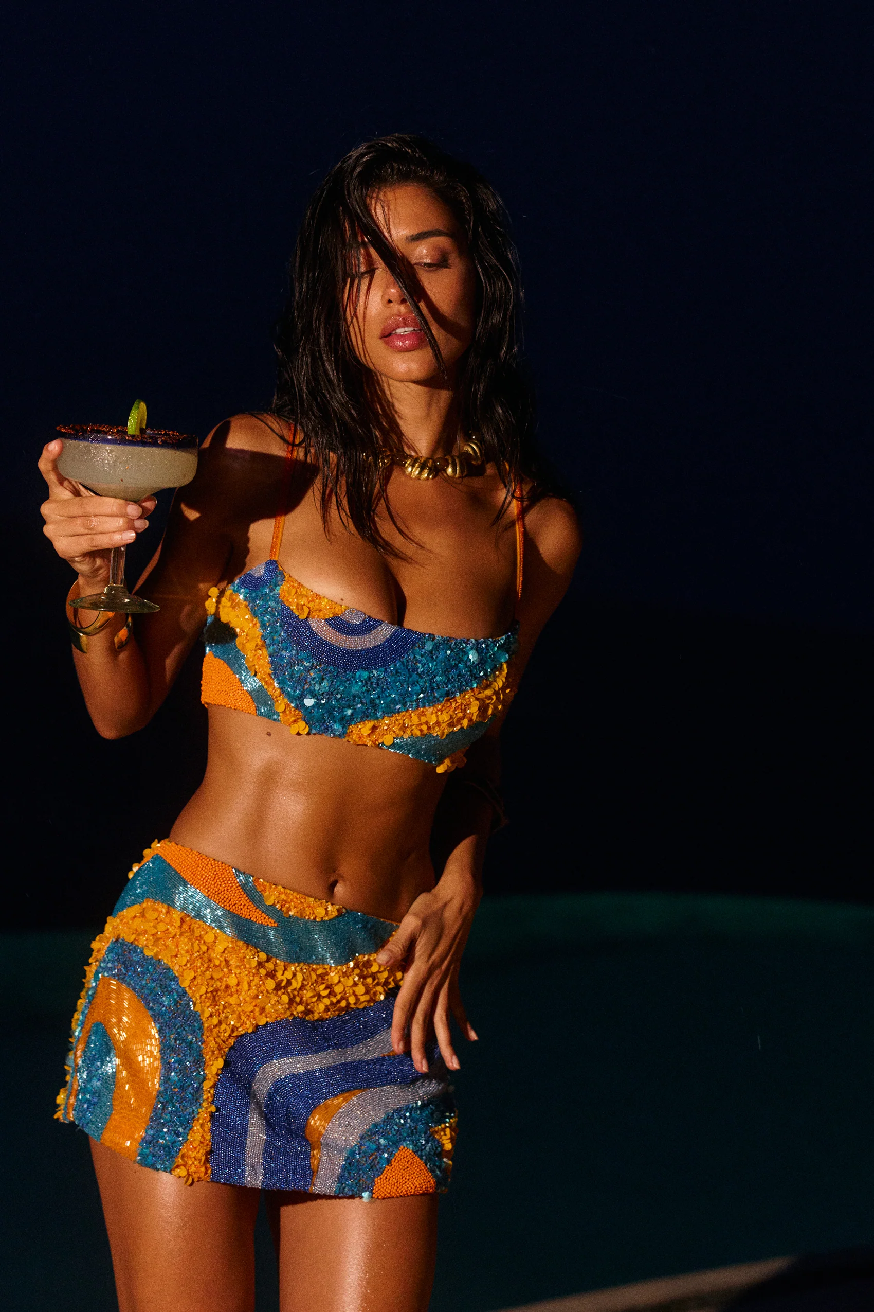 Zahira Hand Beaded Mini Skirt in Sequinda - Image 13